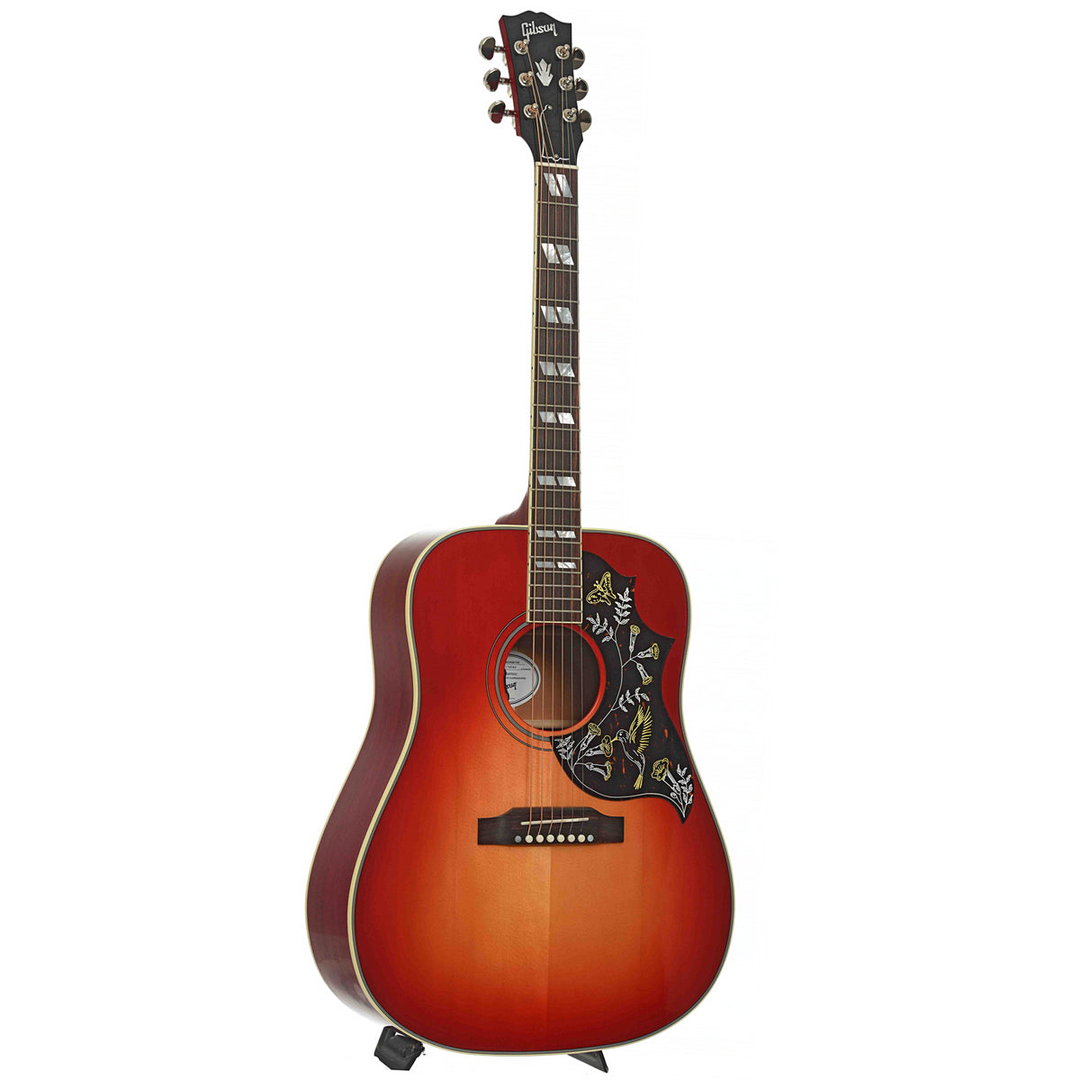 Full Front & Side of Gibson Hummingbird Standard Acoustic Guitar & Case, Vintage Cherry Sunburst (HiFi Pickup)