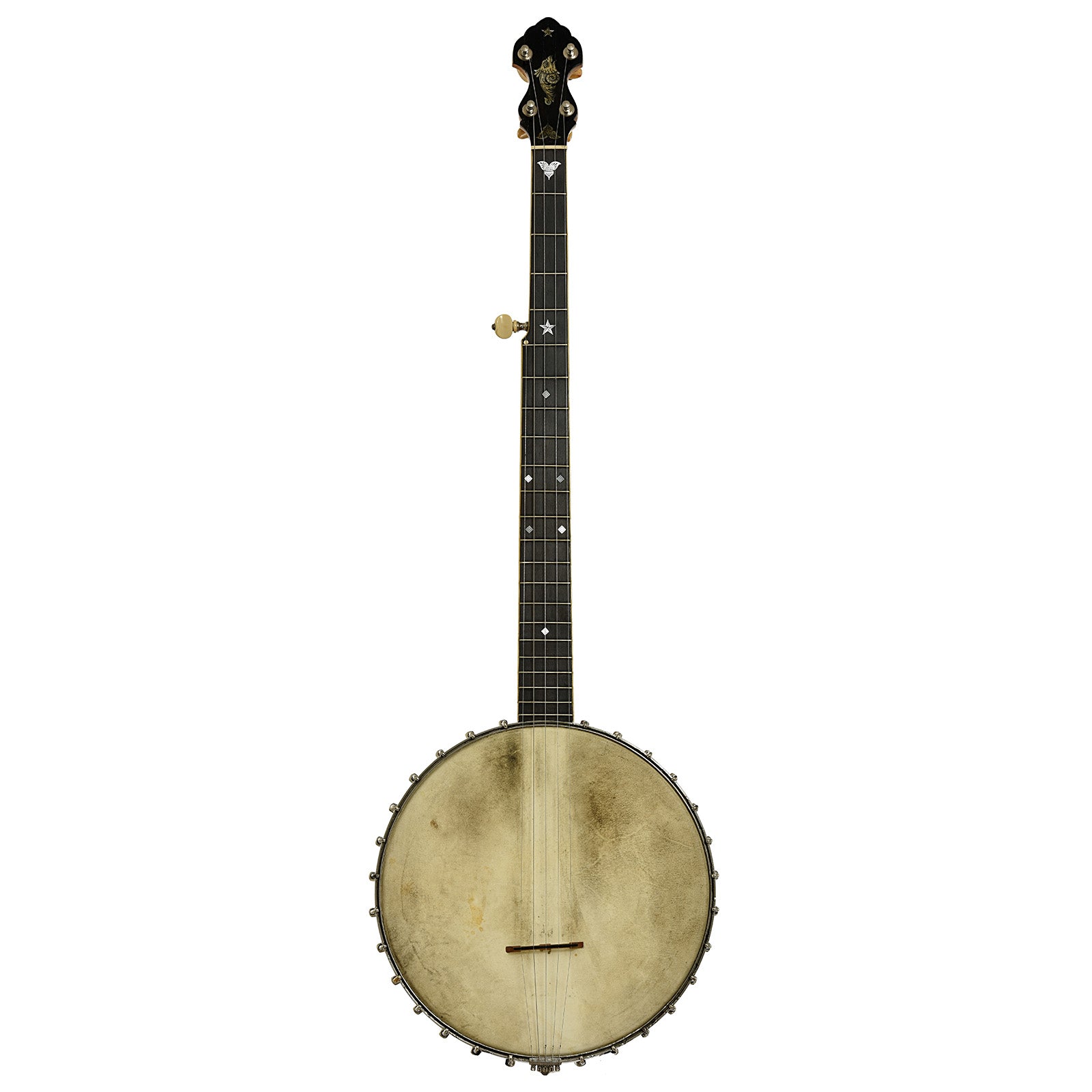 Full front of Fairbanks Whyte Laydie No.2 Open Back Banjo   