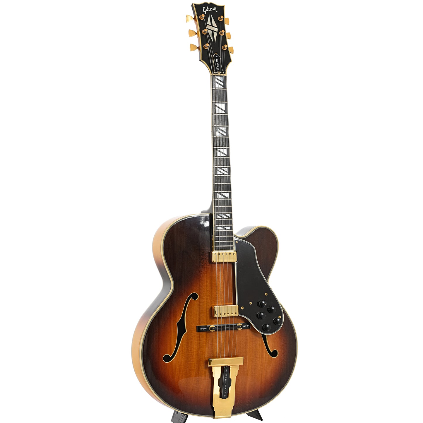 Full front and side of Gibson Johnny Smith Archtop Hollowbody Electric Guitar (1974)