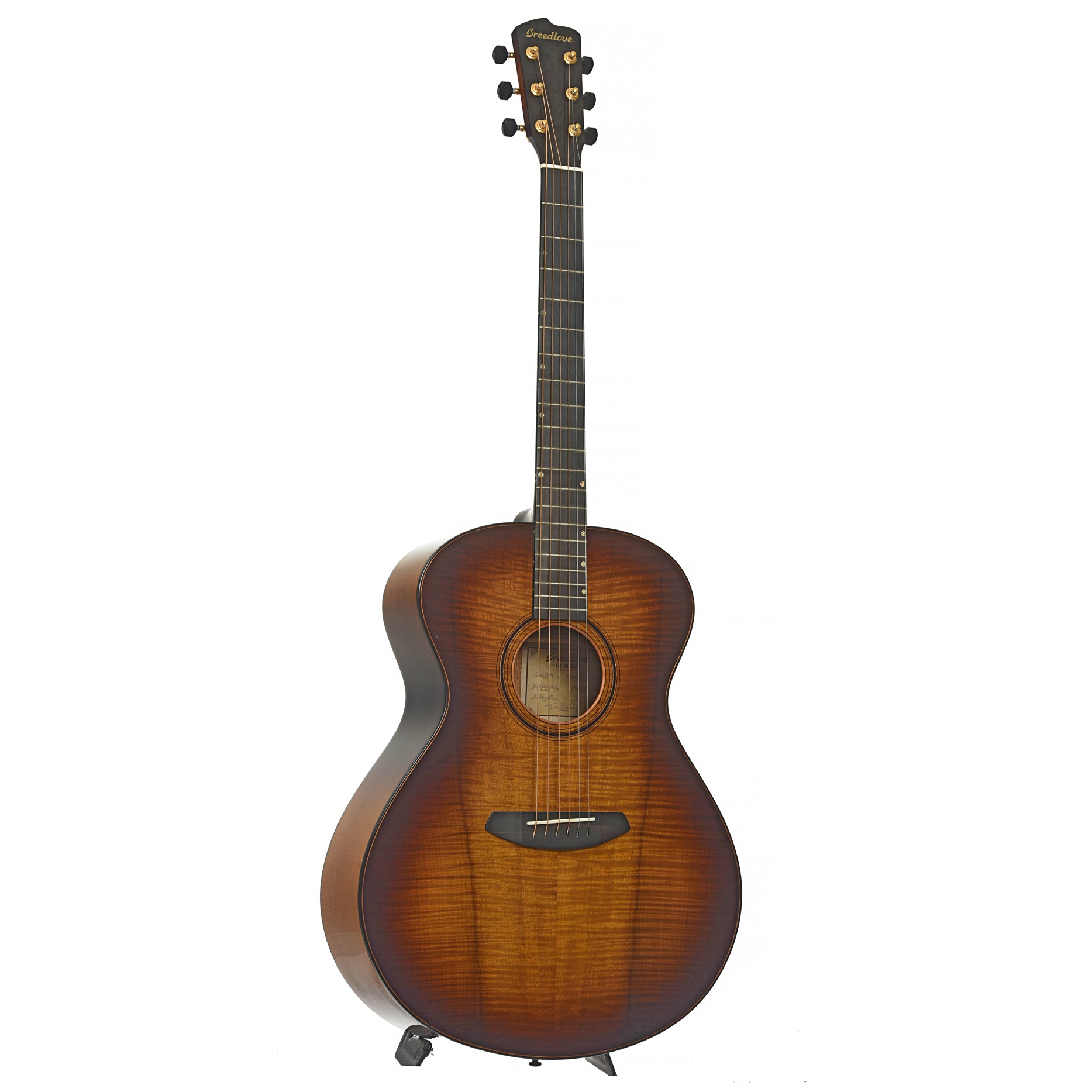 Full front and side of Breedlove Elderly 50th Anniversary Custom Concerto Acoustic Guitar