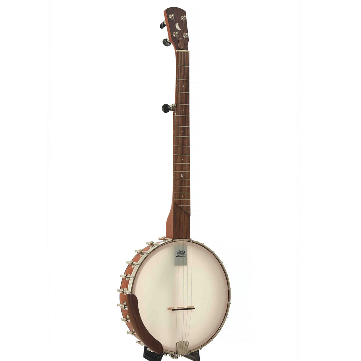 Full Front & Side of Gold Tone High Moon 25/11 11in Openback Banjo & Gigbag