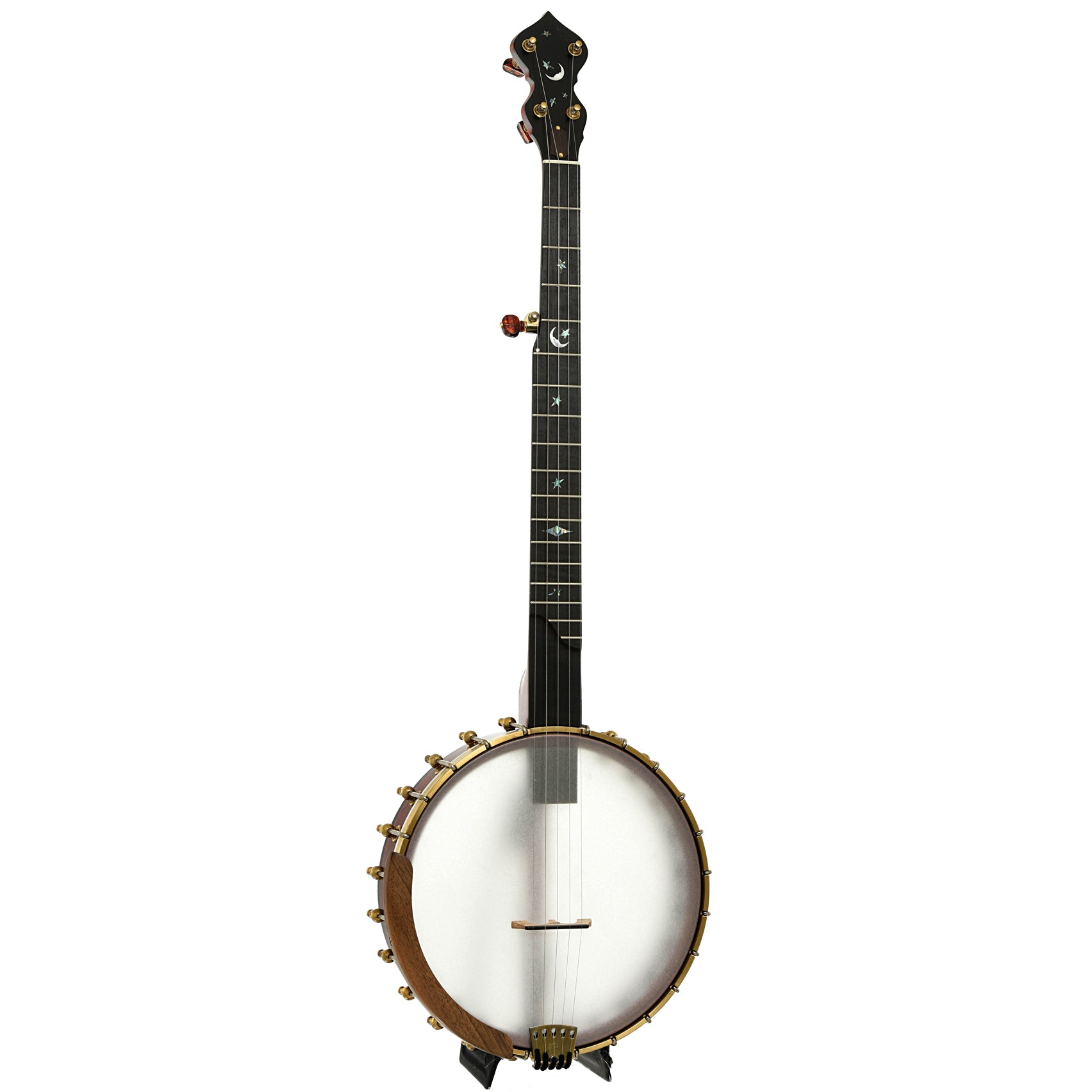 Full front and side of Ome Jubilee 11" Openback Banjo, Maple Neck