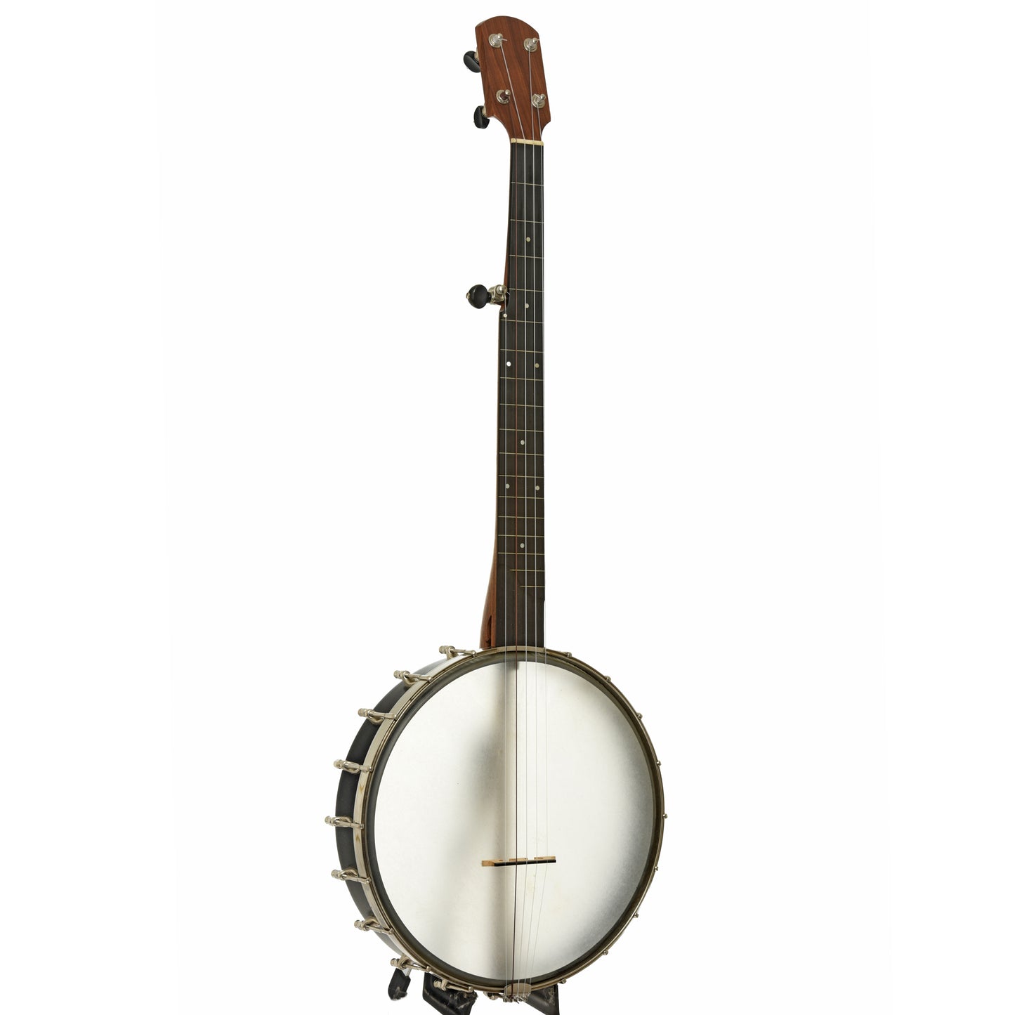 Full front and side of Enoch Tradesman Flush Fret Openback Banjo 