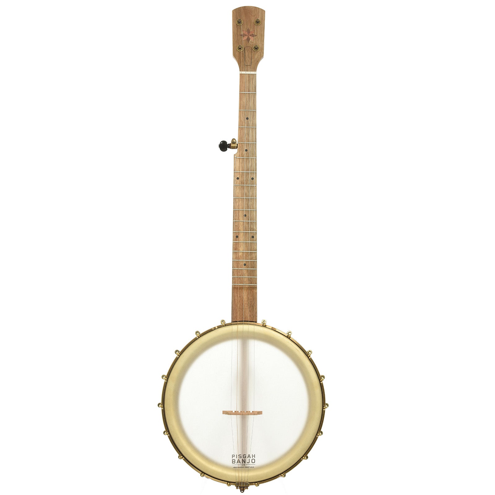 Full front of Pisgah Appalachian 11in Short Scale Openback Banjo & Gigbag, Walnut  