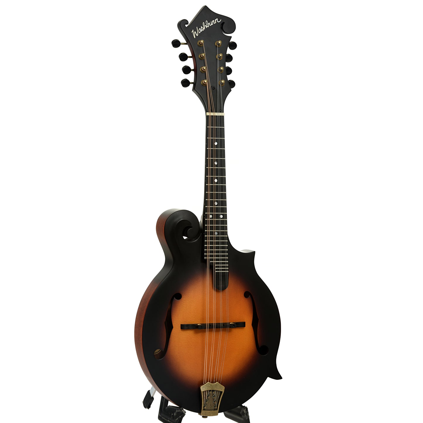 Full front and side of Washburn Americana M108SW F-Style Mandolin 