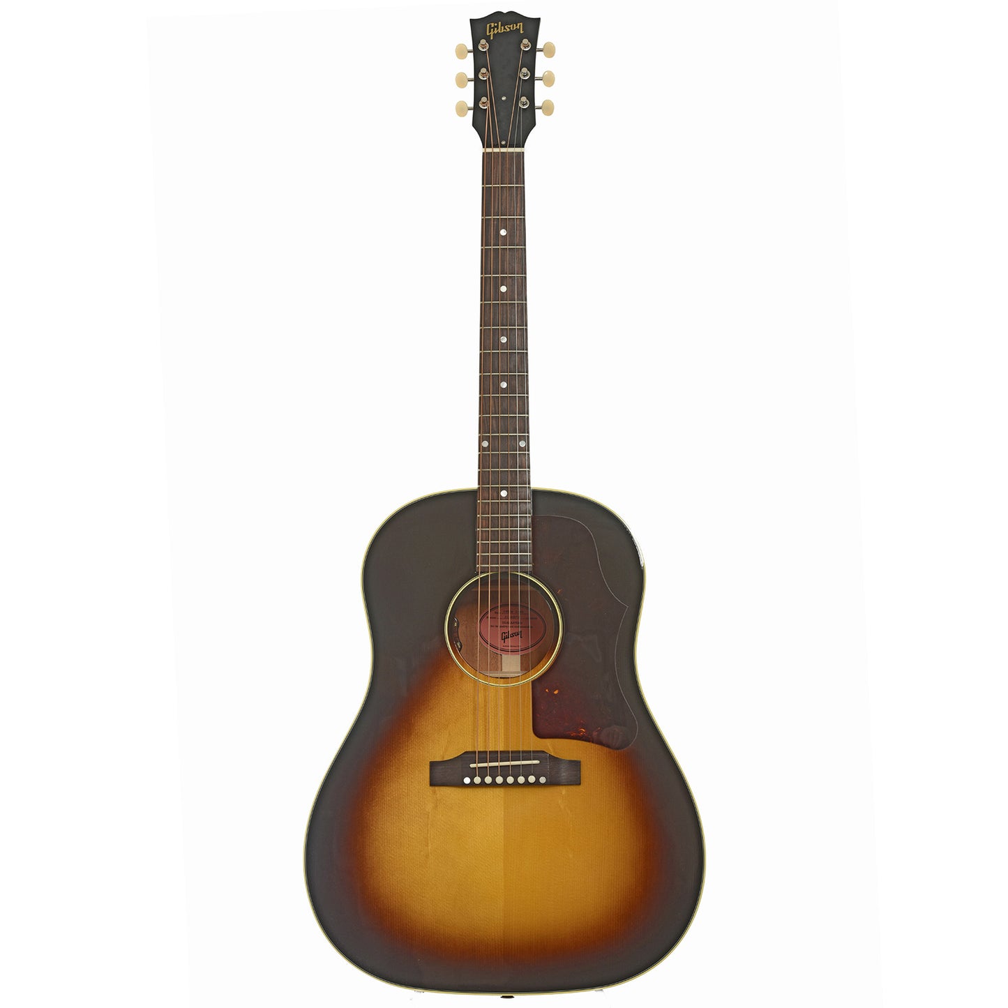 Full front of Gibson 50s J-45 Original Acoustic Guitar & Case, Vintage Sunburst