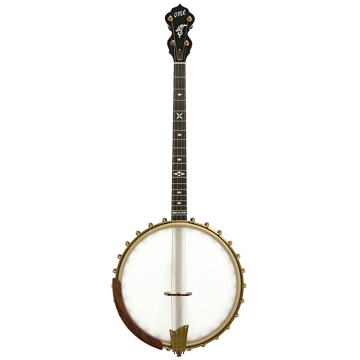 Full front of Ome Wicklow 12" Maple Tenor Open Back Banjo
