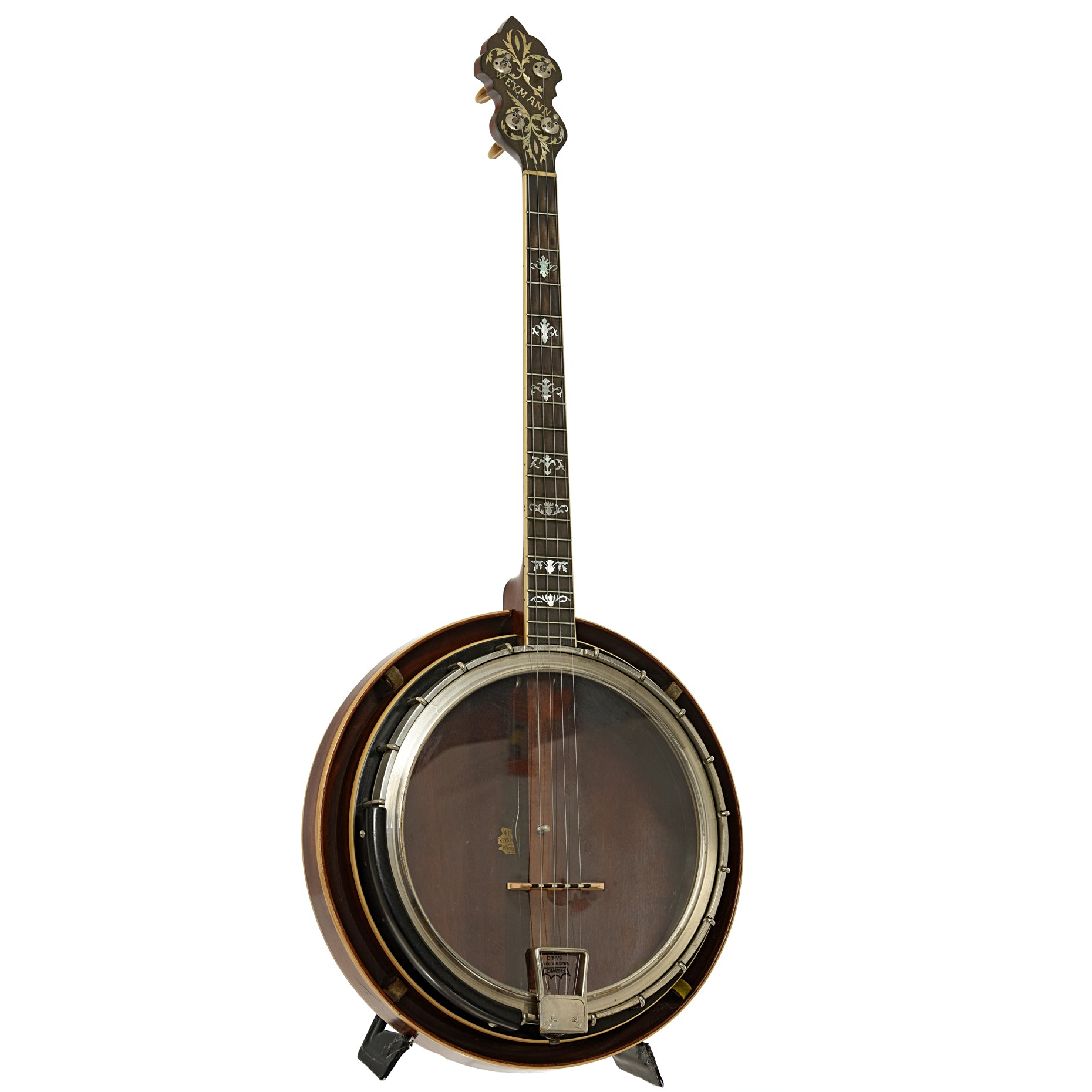 Full front and side of Weymann Orchestra Style 1 Tenor Banjo