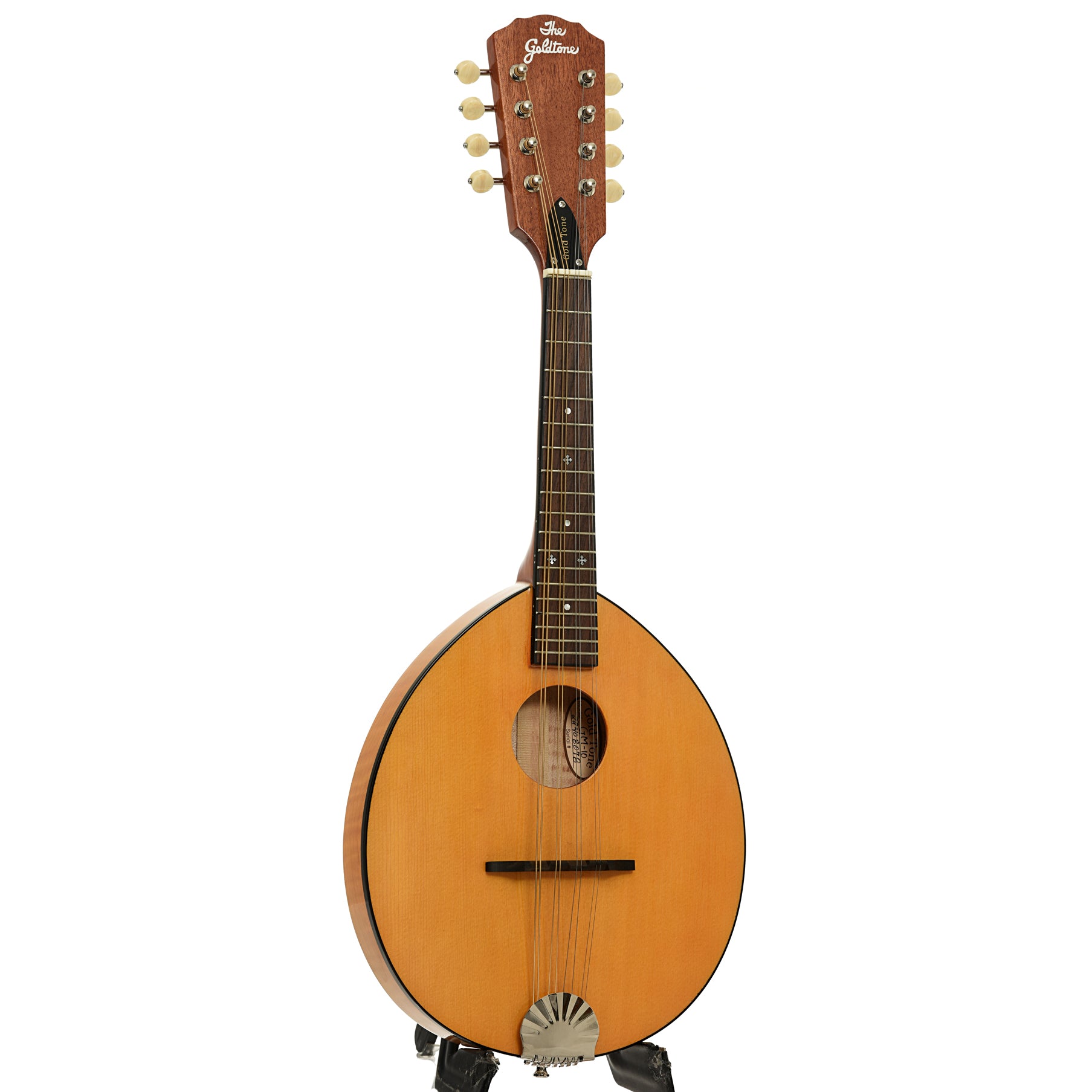 Full front and side of Gold Tone Frypan Mandolin