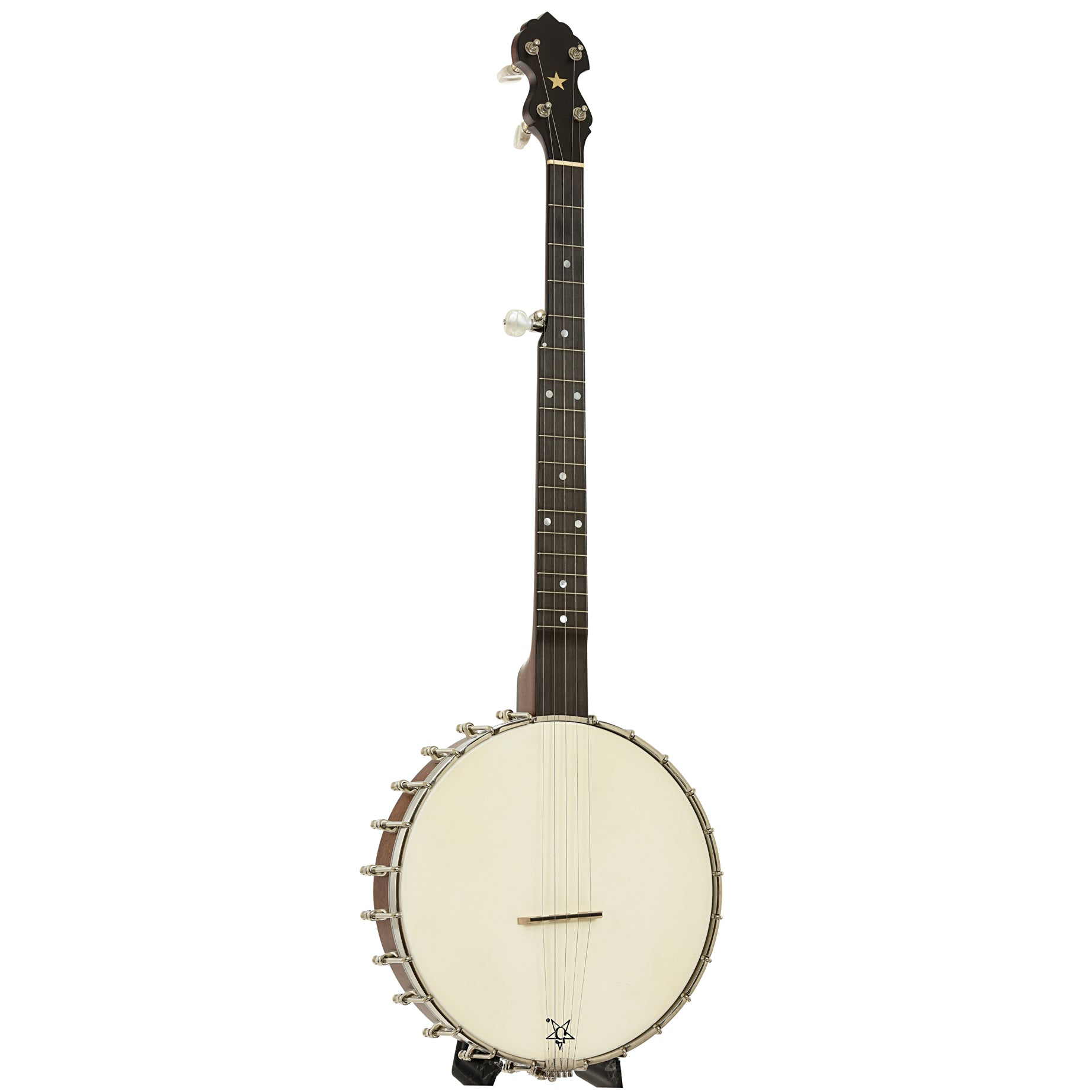 Full front and side of Bart Reiter Standard A-Scale Open Back Banjo 