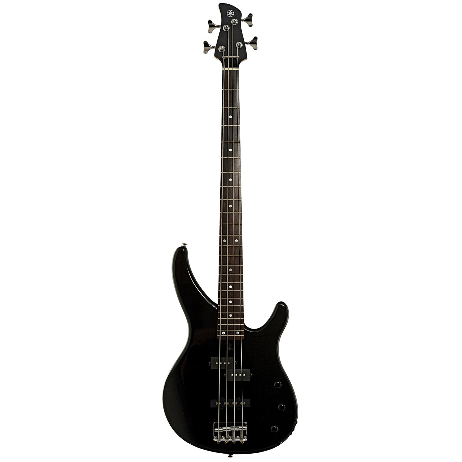 Full front of Yamaha TRBX174 Electric Bass Guitar, Black