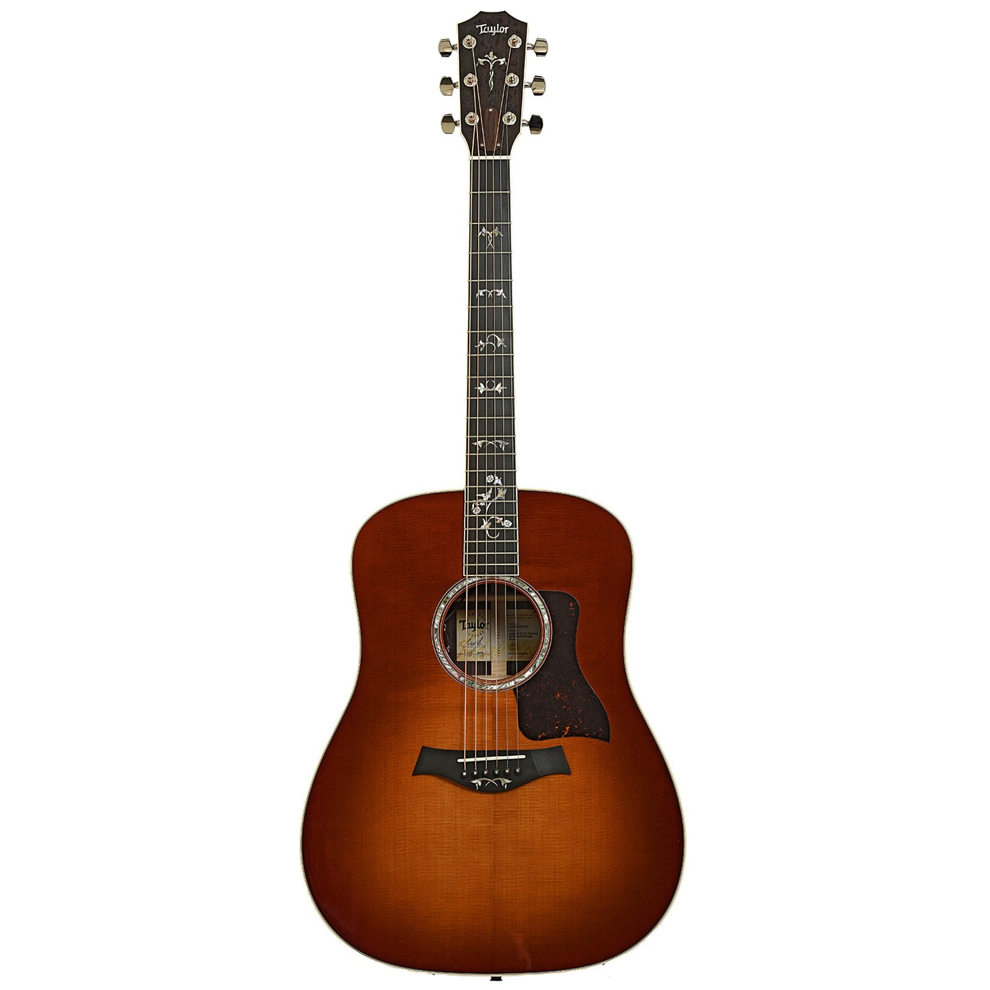 Full front of Taylor Legacy 810e Special Edition Heritage Burst Acoustic Guitar & Case