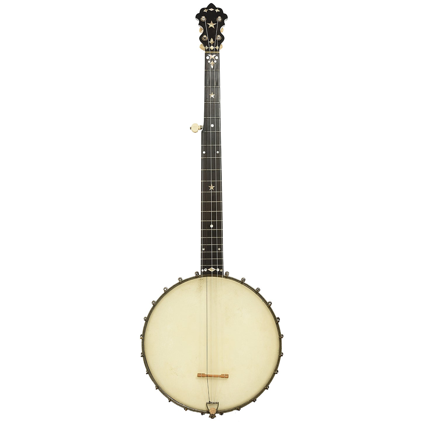 Full front of S.S. Stewart Champion No.1 Open Back Banjo 