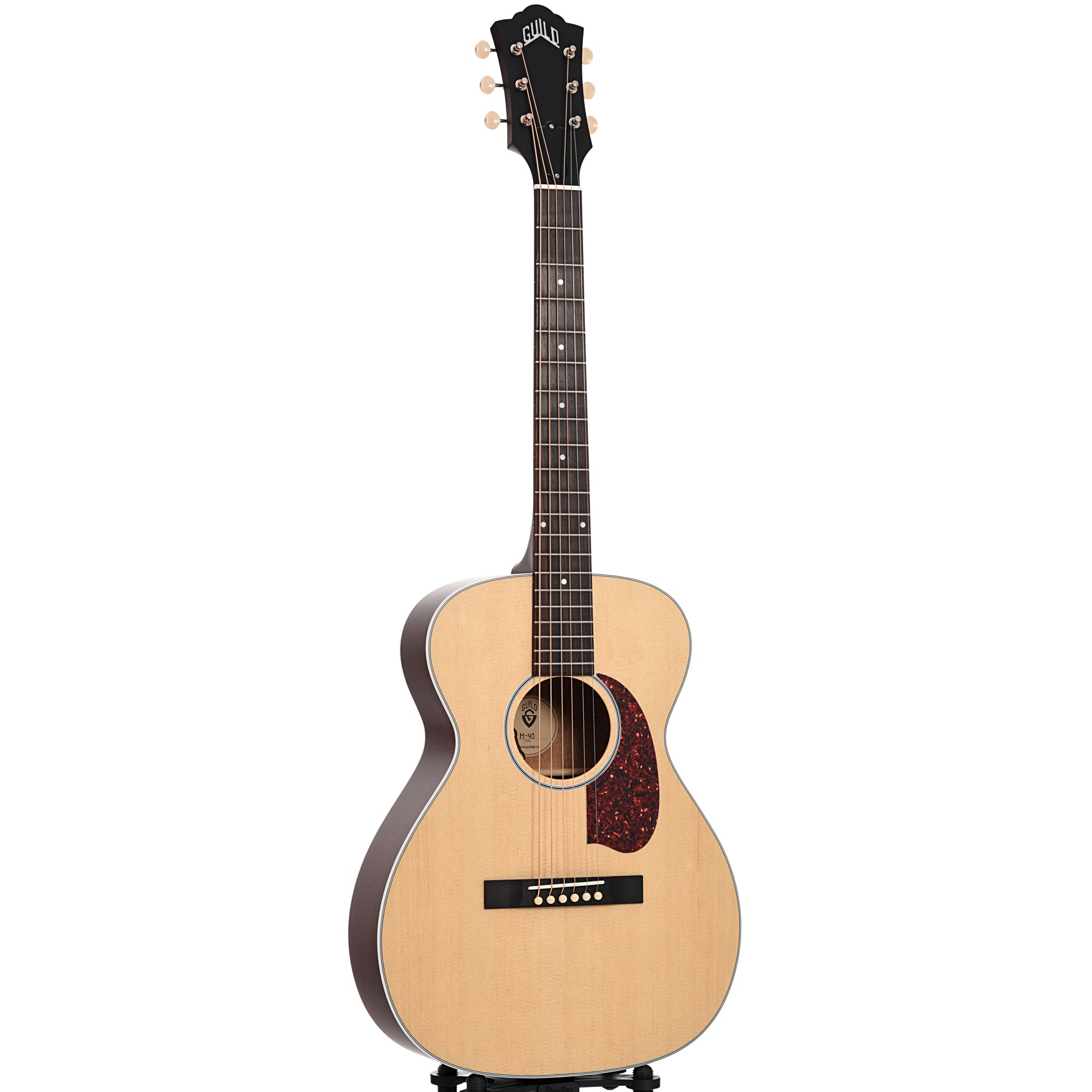 Full Front and Side of Guild B-Stock USA M-40E Troubadour Acoustic Guitar with Pickup & Case