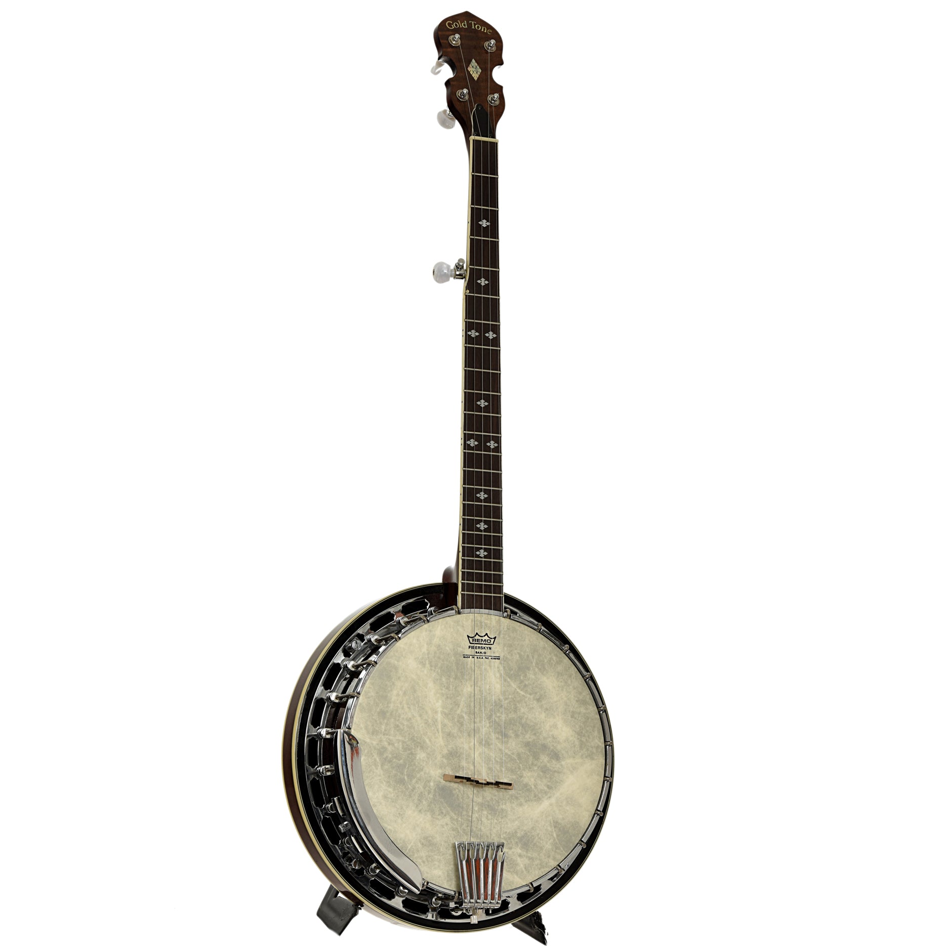 Full front and side of Gold Tone BG-250F Orange Blossom Resonator Banjo
