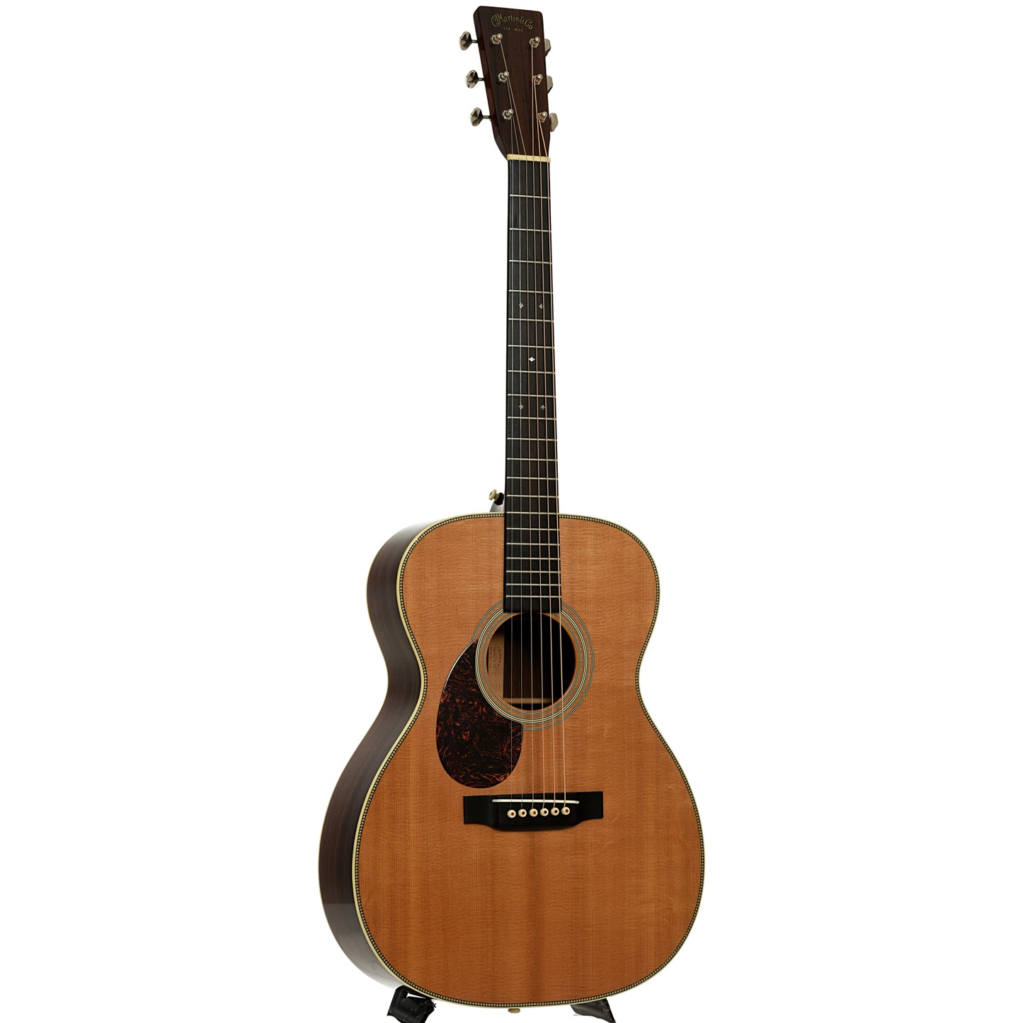 Full front and side of Martin OM-28V L Acoustic Guitar 