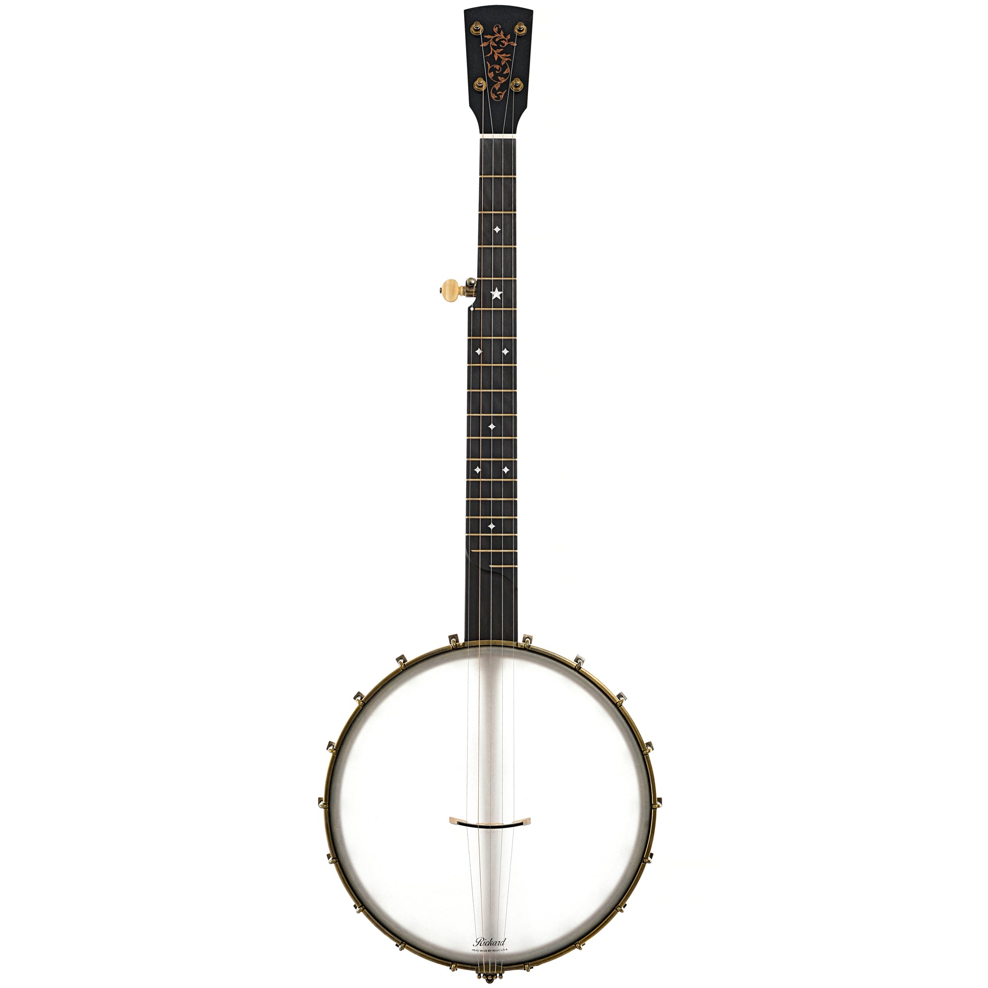 Full front of Rickard 12" Little Wonder Openback Banjo 