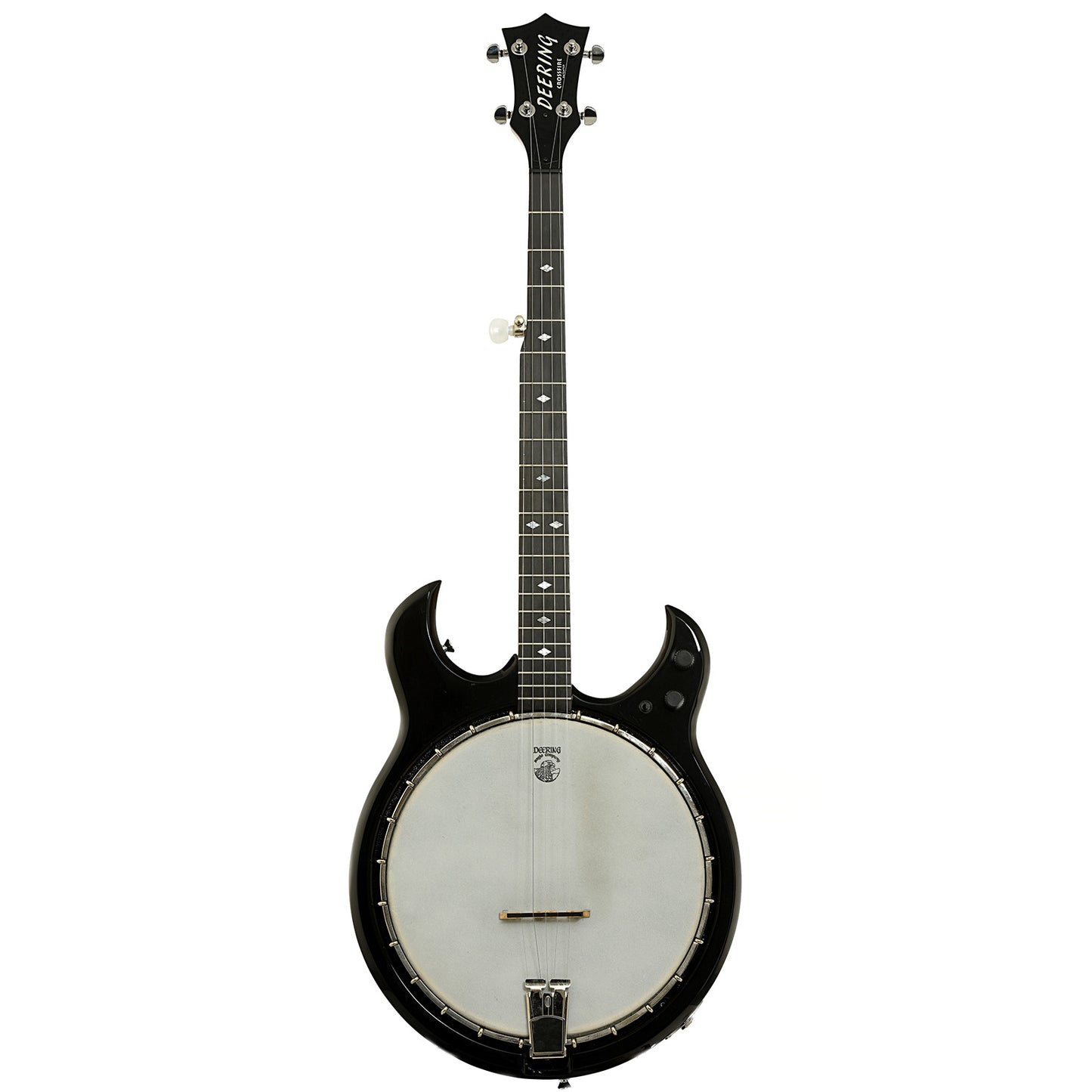 Full front of Deering Crossfire Electric Banjo