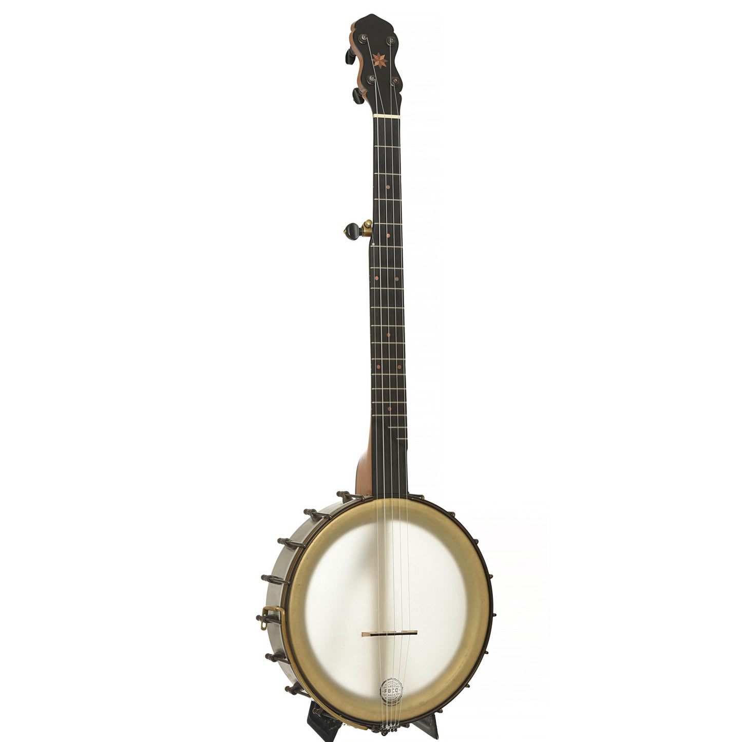 Full front and side of Pisgah Rambler Custom Openback Banjo