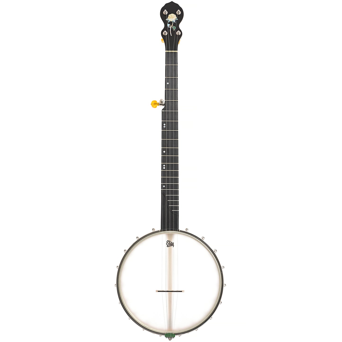 Full front of Chuck Lee Glen Rose #858 Openback Banjo, Electric (Whyte Laydie) Tone Ring, 11" Rim