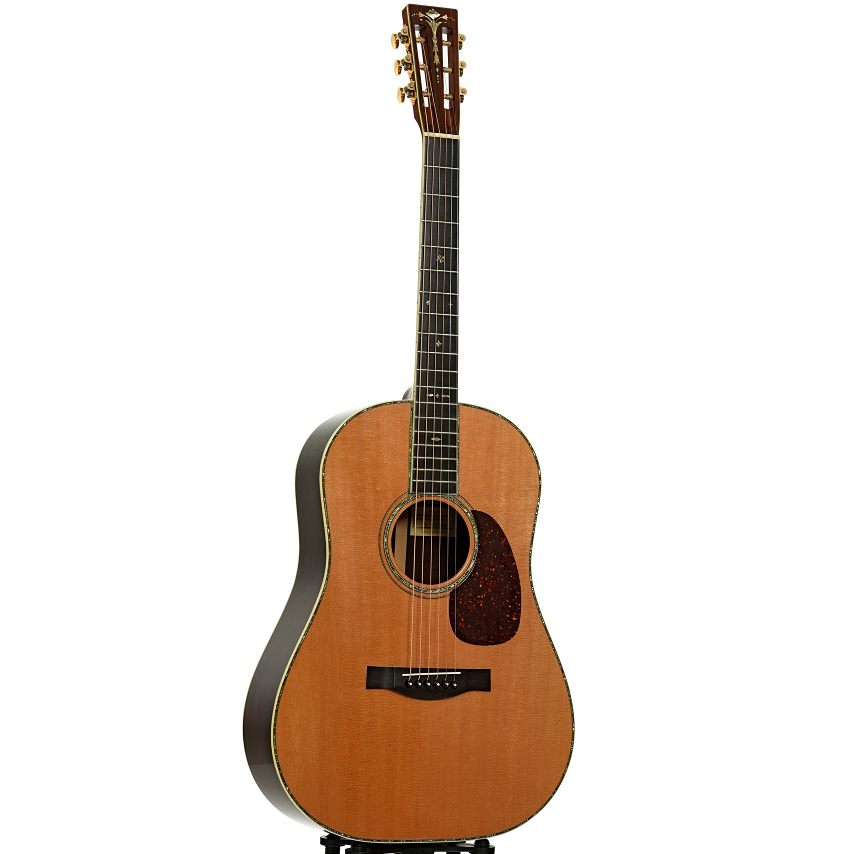 Full front and side of Santa Cruz D-12 Brazilian Rosewood Acoustic Guitar 