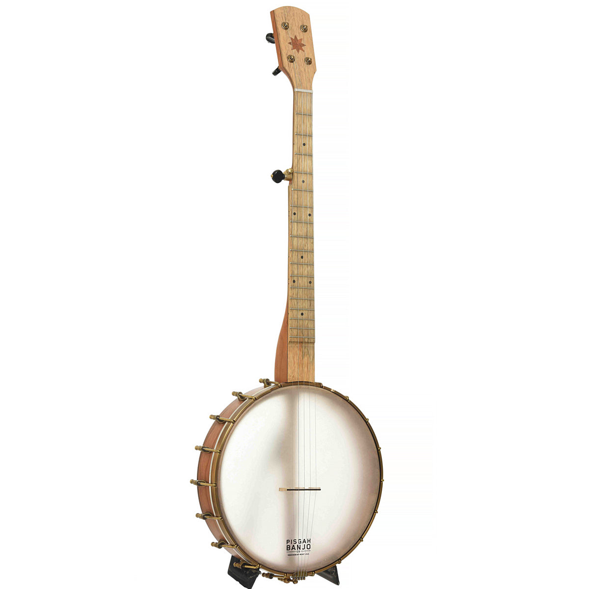 Full Front & Side of Pisgah Possum 12in Cherry Openback Banjo