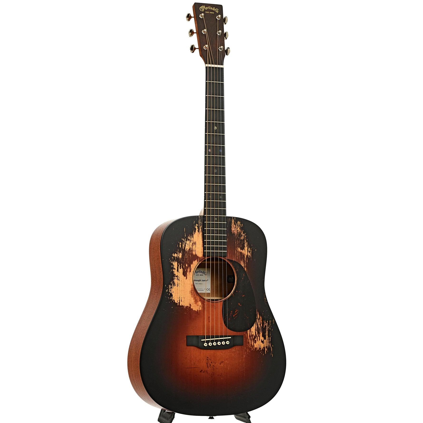 Full front and side of DC-JRE StreetLegend Burst Junior Acoustic Electric Guitar & Gigbag