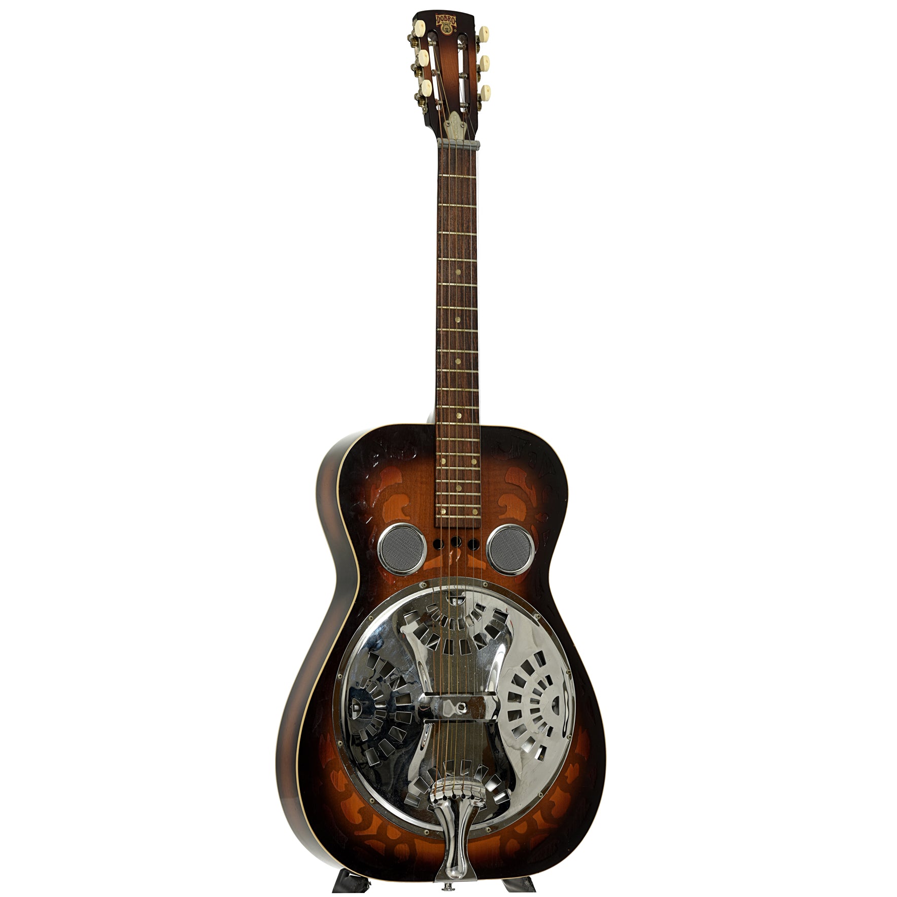 Full fornt and side of Dobro Model 66 Resonator Guitar 
