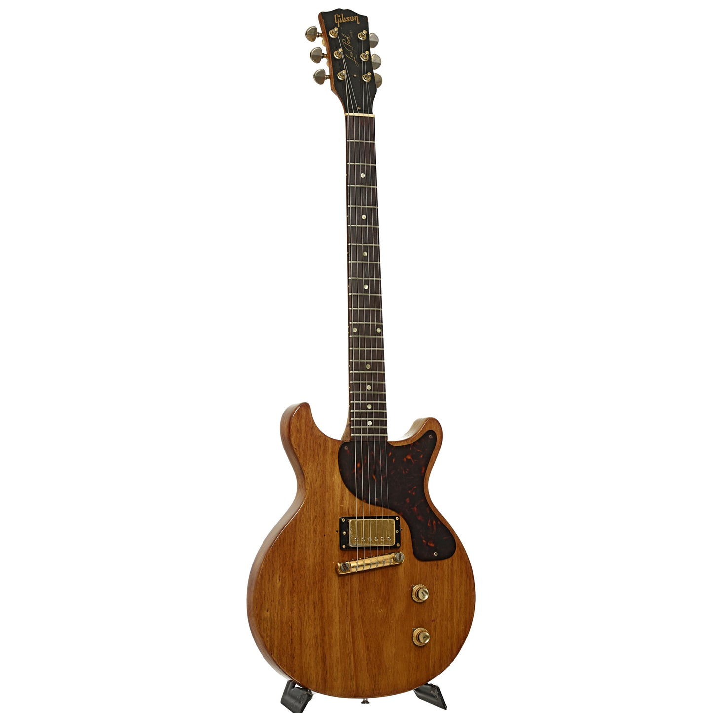 Full front and side of Gibson Les Paul Jr Electric Guitar.  