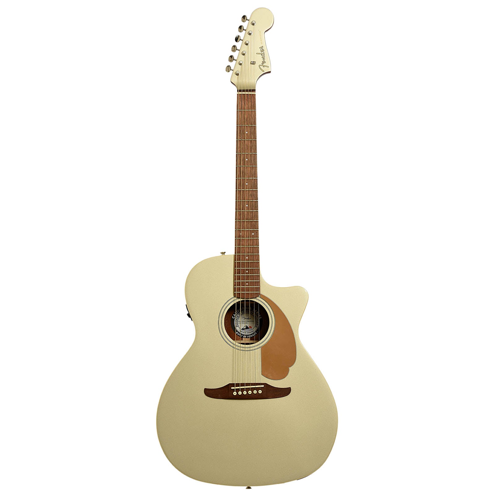 Full front of Fender Newporter Player Champagne Acoustic Guitar