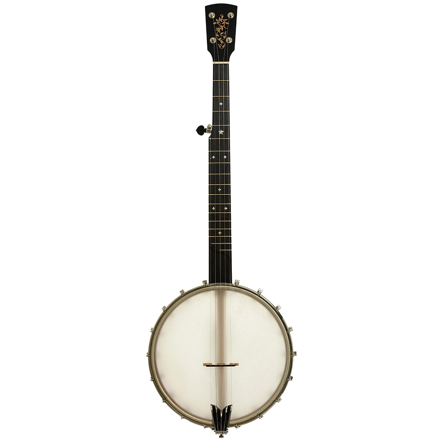 Full front of Rickard Little Wonder Cherry 12" Custom Open Back Banjo 