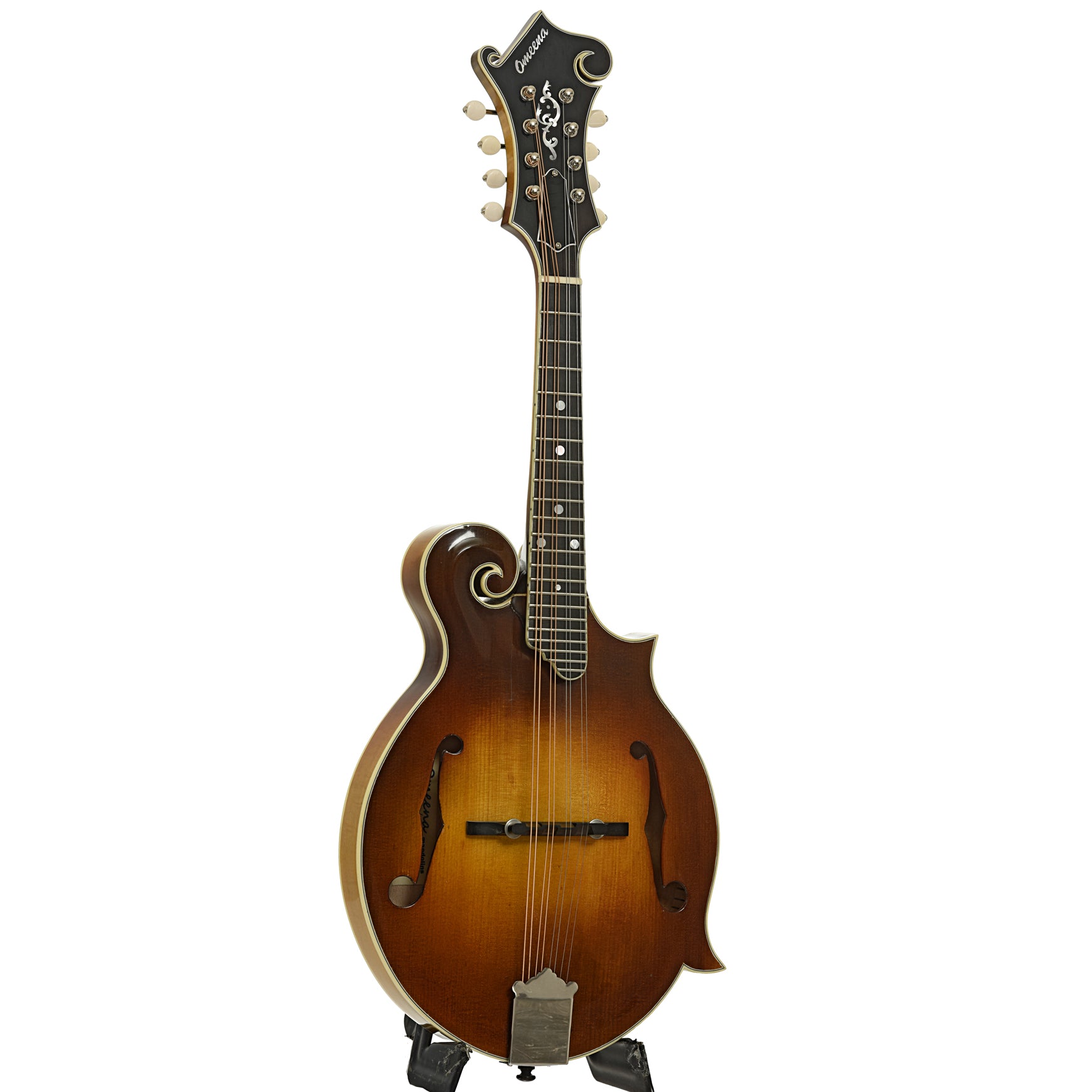 Full front and side of Omeena F-5 Mandolin
