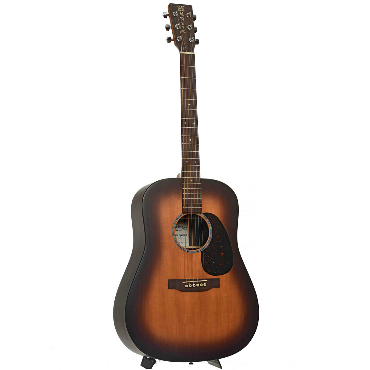 Full Front & Side of Martin D-X2E Brazilian Burst Special Acoustic Guitar & Gigbag