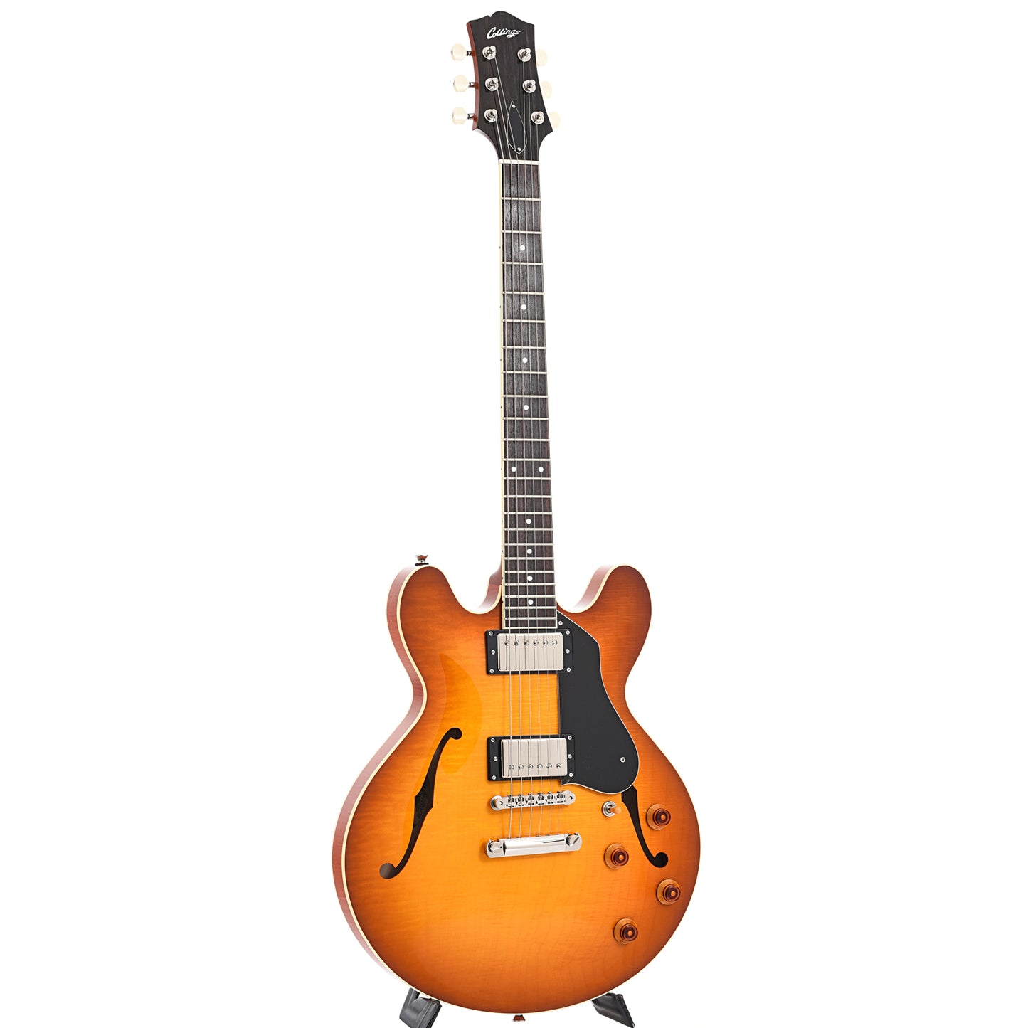 Full front and side of Collings I-35 LC Semi-Hollowbody Electric Guitar, Iced Tea Sunburst