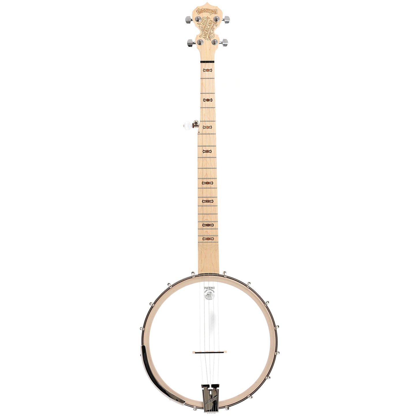 Full front of Deering Goodtime Americana 12" Openback Banjo with Scooped Fretboard