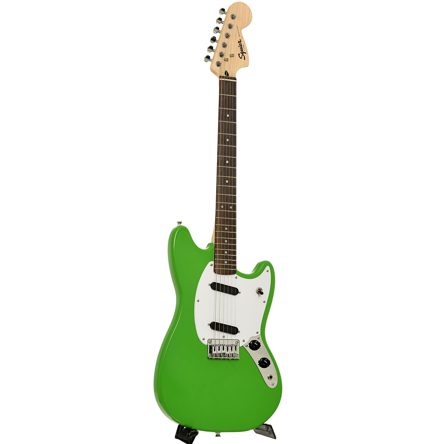 Full front and side of Squier Sonic Mustang Electric Guitar