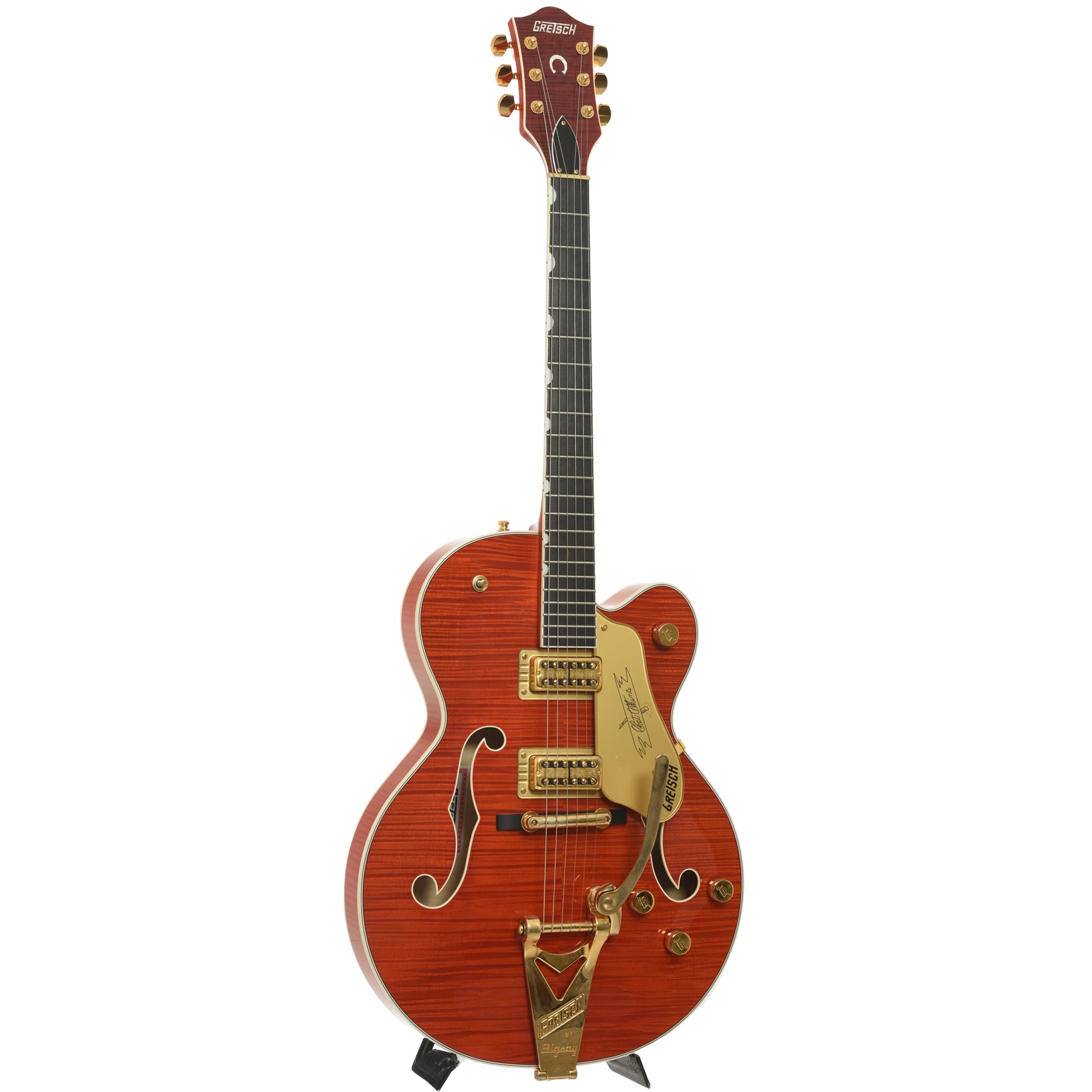 Front and side of Gretsch G6120TFM Players Edition Nashville Hollowbody Electric Guitar