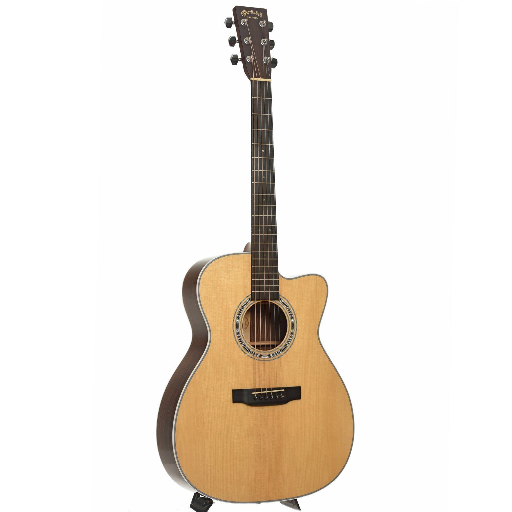 Full front and side of Martin Custom Shop 0000-38C Acoustic Guitar 
