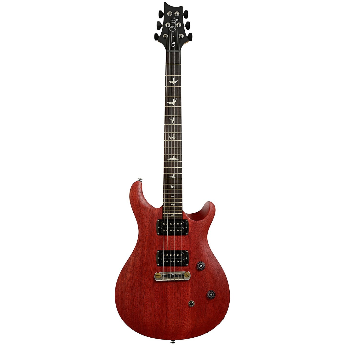 Full front of PRS SE CE 24 Standard Satin Stoptail Vintage Cherry Electric Guitar