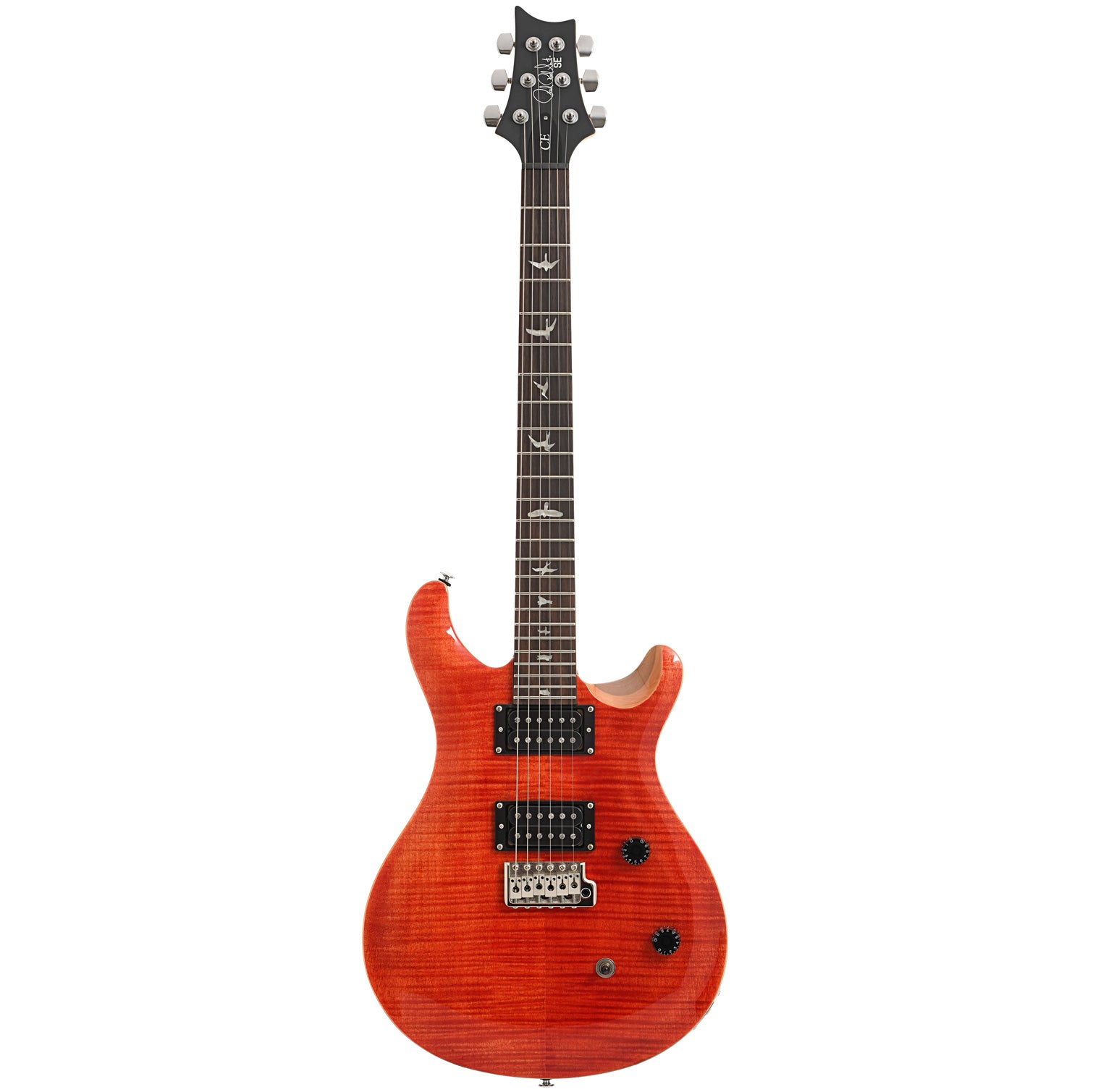 Full front of PRS SE CE24 Electric Guitar, Blood Orange