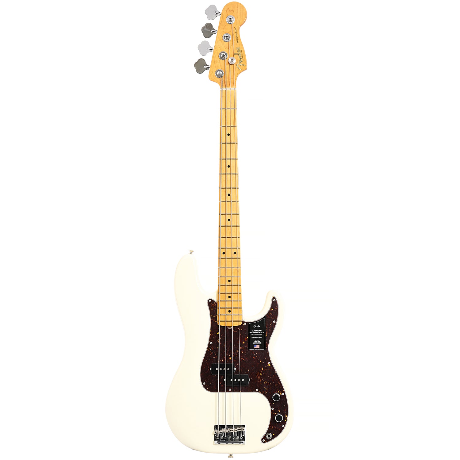 Full front of Fender American Professional II Precision Bass, Olympic White