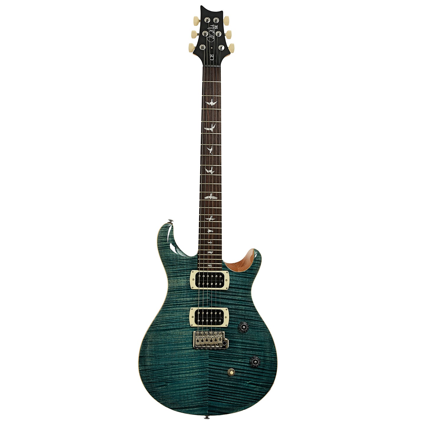 Full front of PRS SE CE24 Electric Guitar, Slate Blue