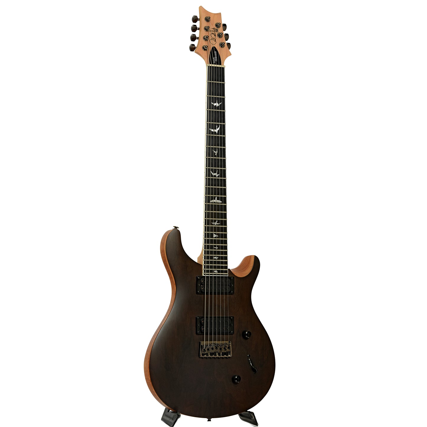 Full front and side of PRS SE Mark Holcomb SVN Seven String Electric Guitar 