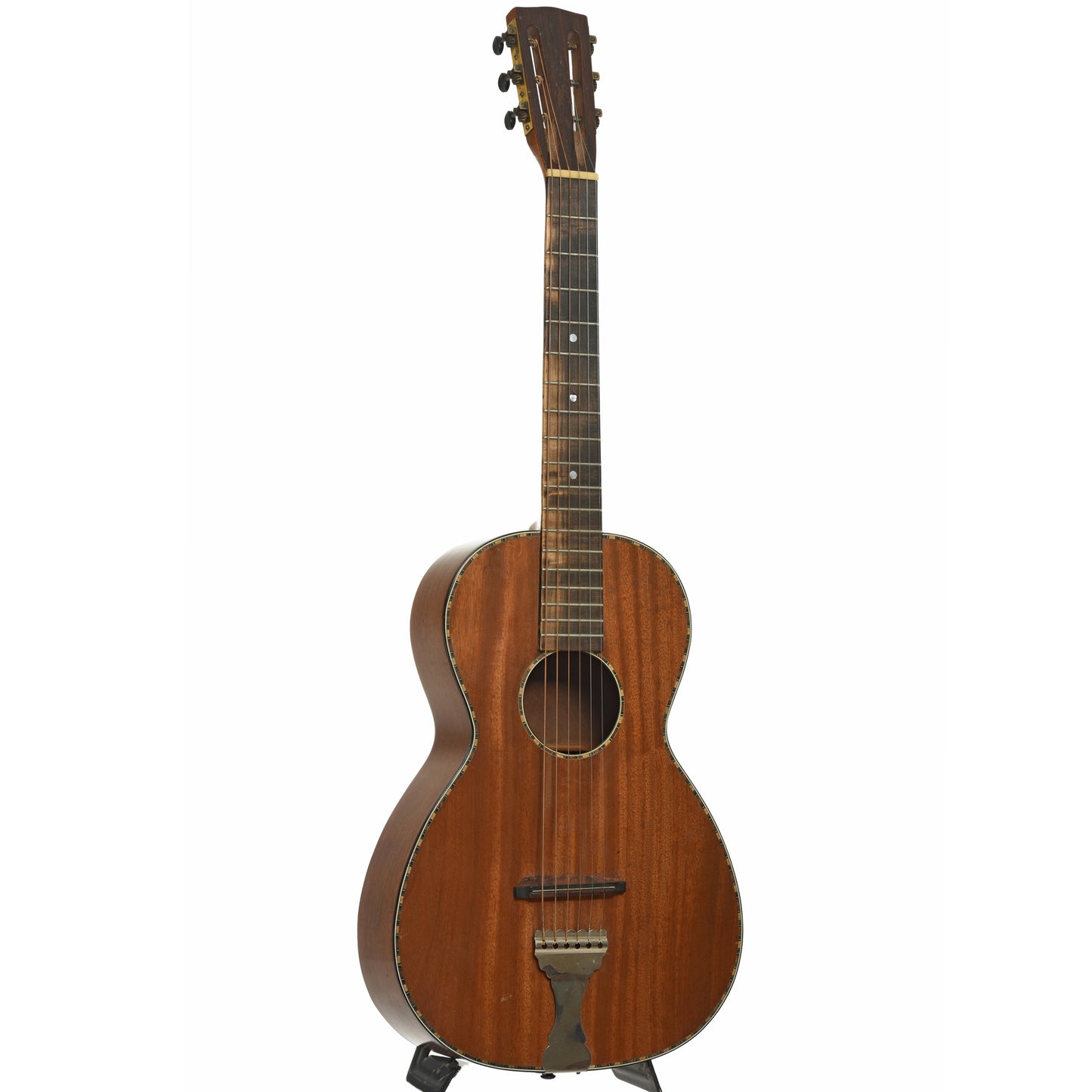 Full front and side of Regal (Un-Branded) Parlor Acoustic Guitar