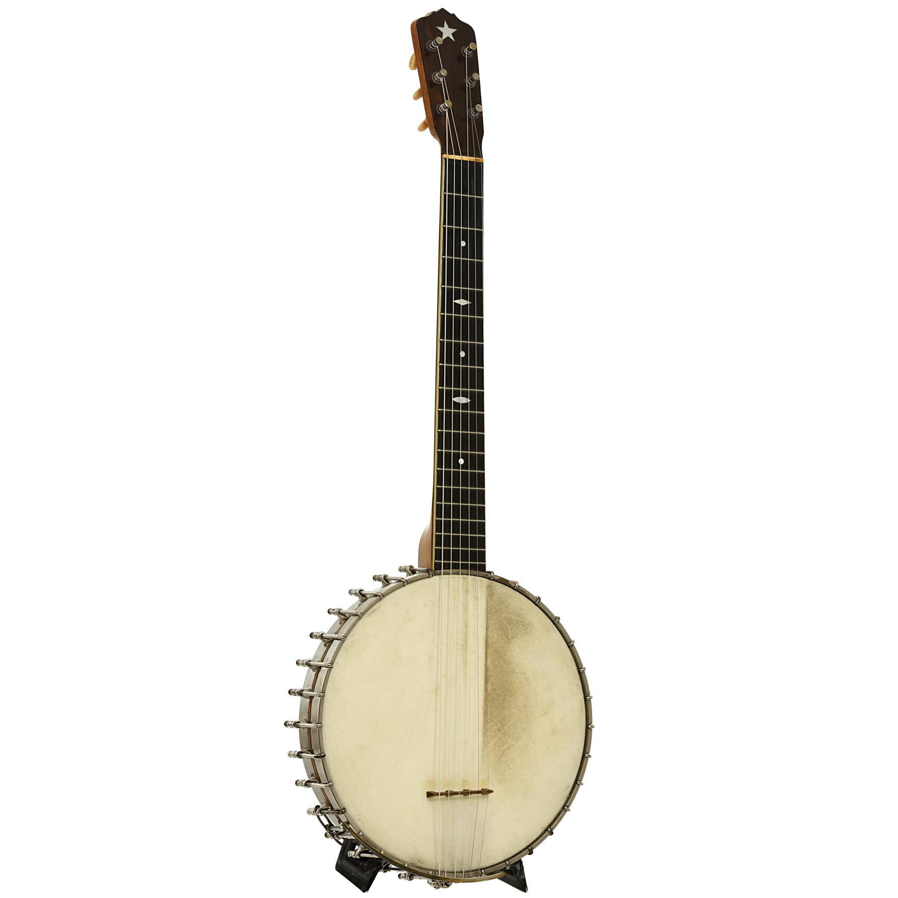 Full front and side of Vega Tubaphone Banjo-Guitar 