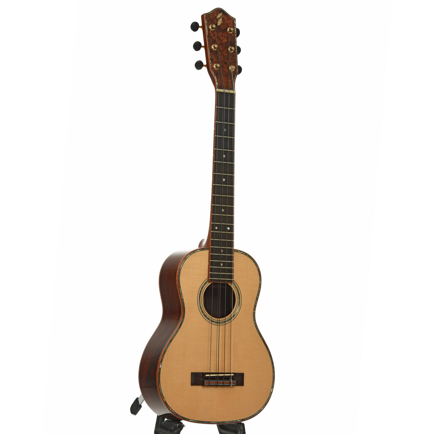 Full front and side of Grimes Custom Brazilian 6-String Tenor Ukulele