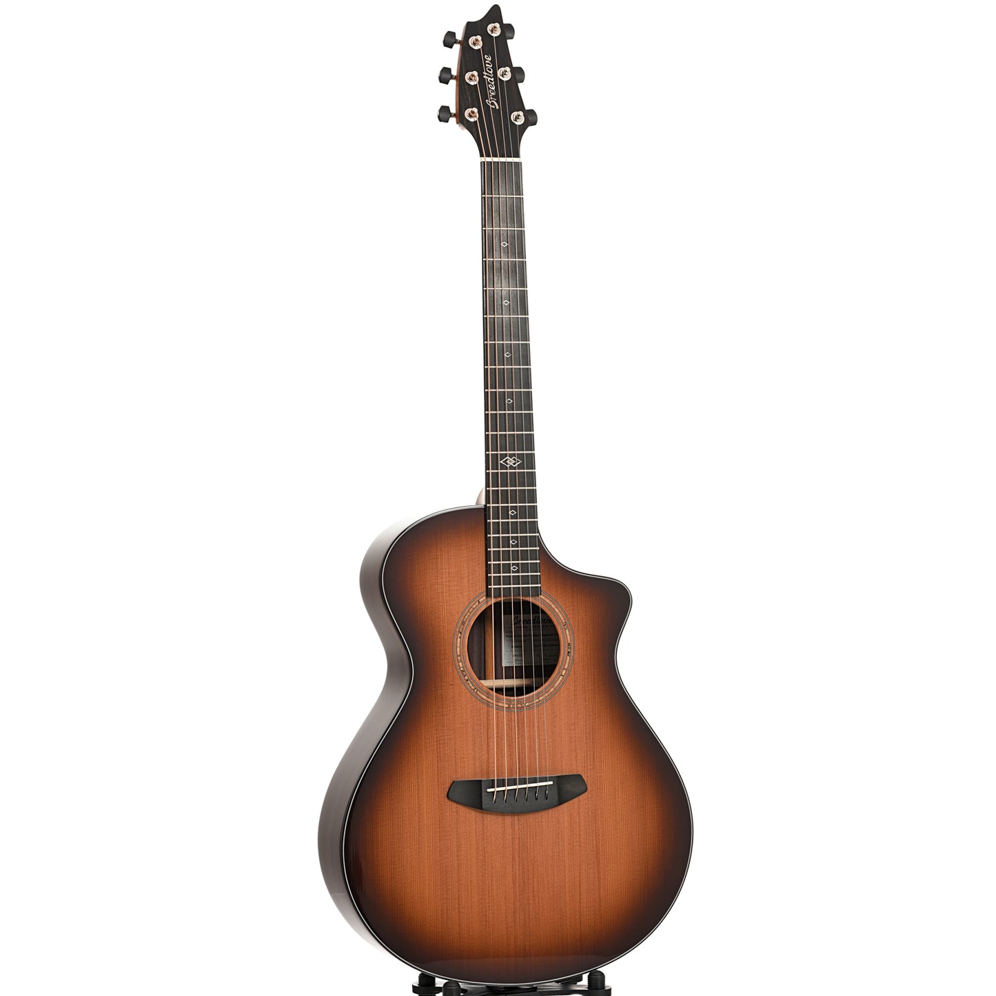 Full front and side of Breedlove Premier Concert Thinline Edgeburst CE Acoustic-Electric Guitar