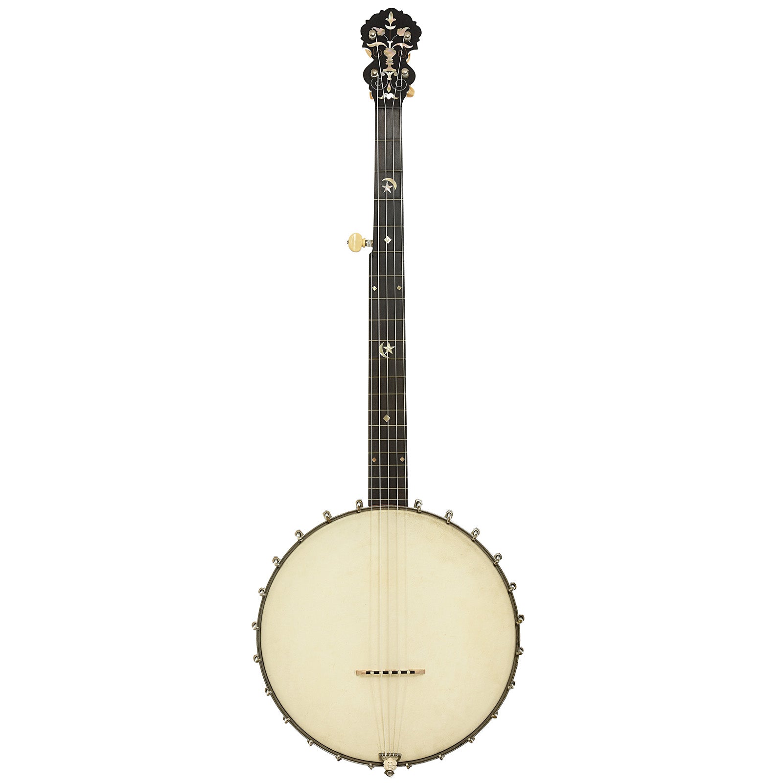 Full front of S.S. Stewart Gnome Open Back Banjo 