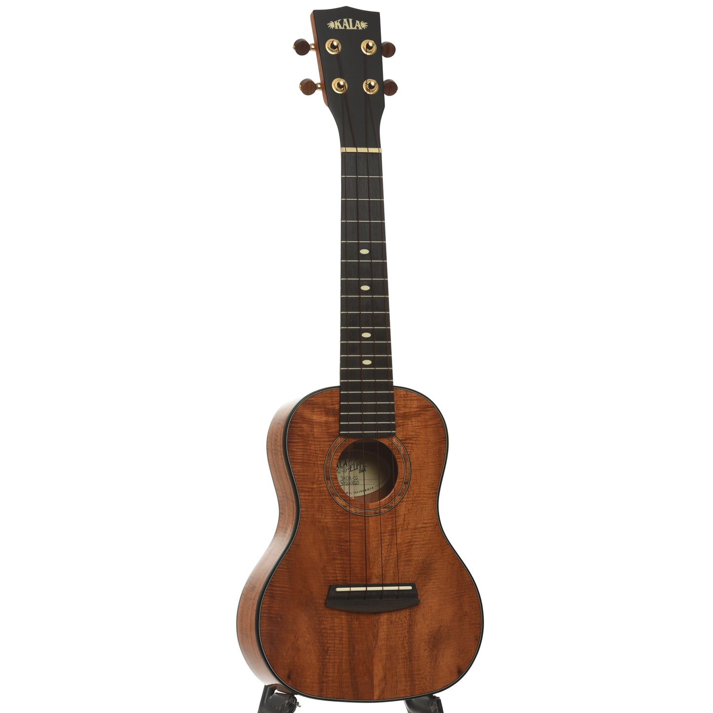 Full front and side of Kala Elite 3KOA-CG Concert Ukulele