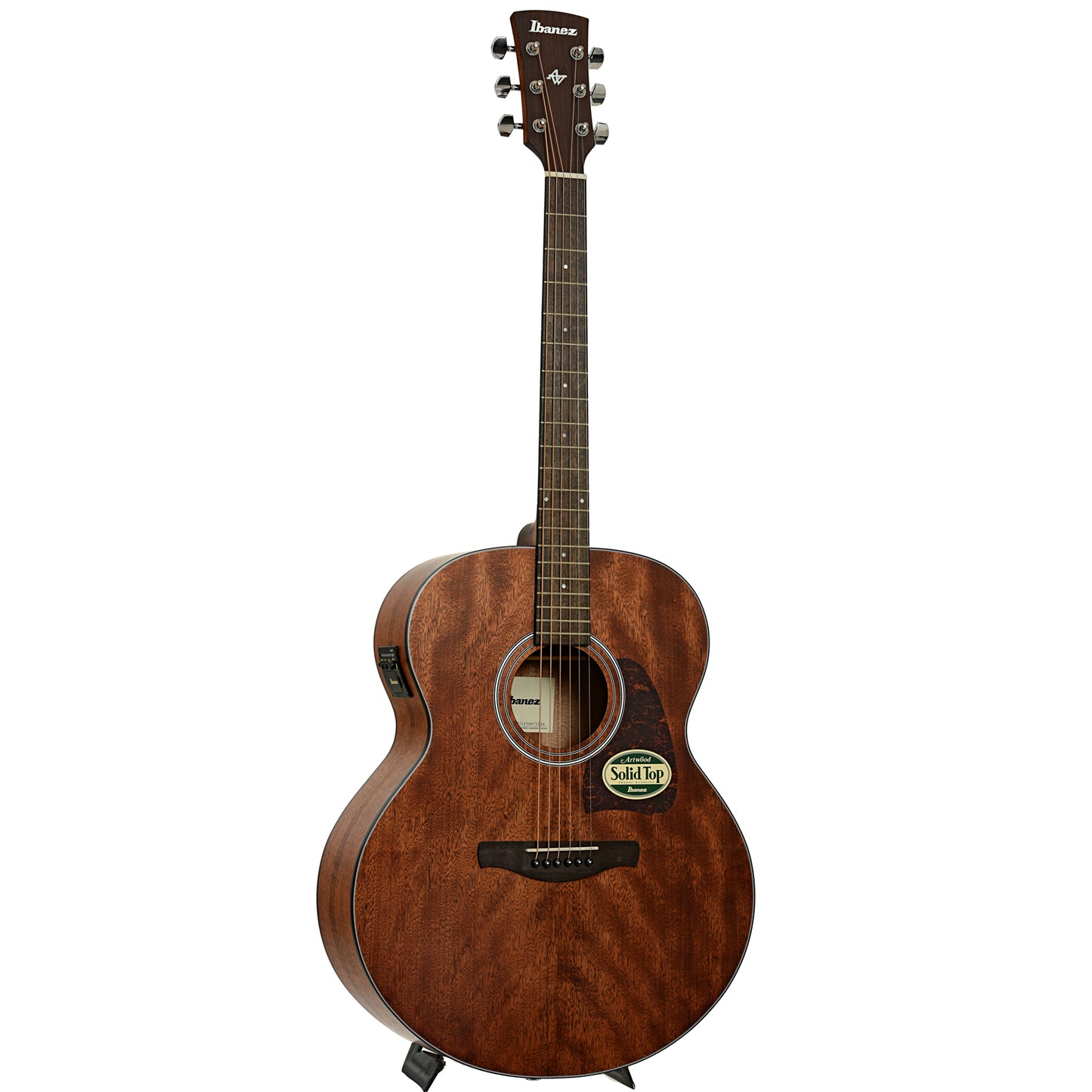 Full front and side of Ibanez AJ54E Artwood Jumbo Acoustic-Electric Guitar, Open Pore Natural